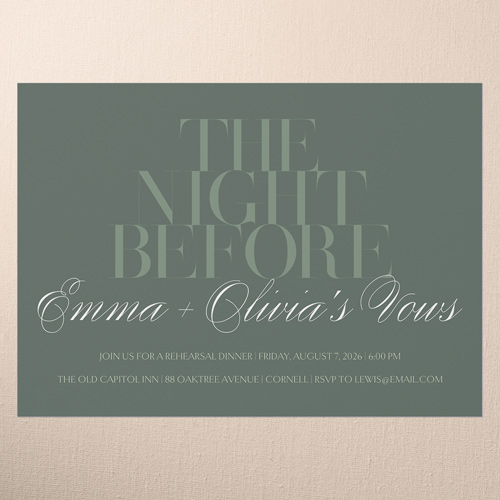 Serene Simplicity Rehearsal Dinner Invitation, Green, 5x7 Flat, 100% Recycled Cardstock ?, Square