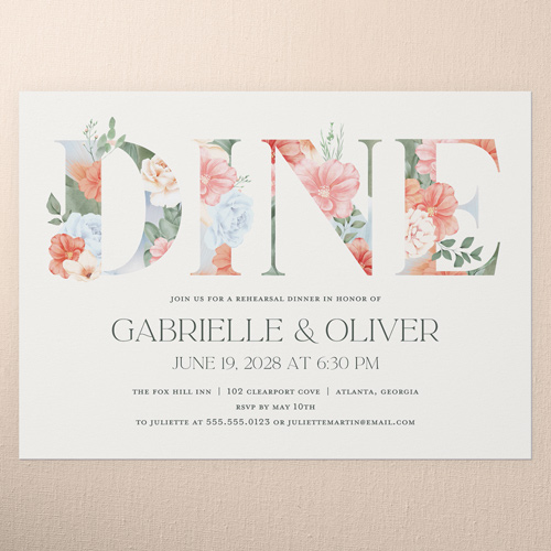 Cherished Garden Rehearsal Dinner Invitation, Beige, 5x7 Flat, Luxe Double-Thick Cardstock, Square, Cream