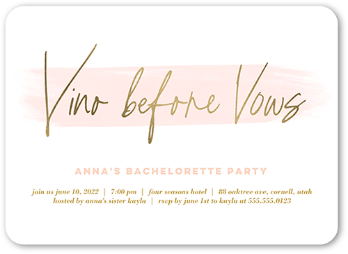 Vino Before Vows Bachelorette Party Invitation, Rounded Corners