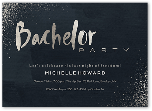 Speckled Frame Bachelorette Party Invitation, Black, 5x7, Standard Smooth Cardstock, Square