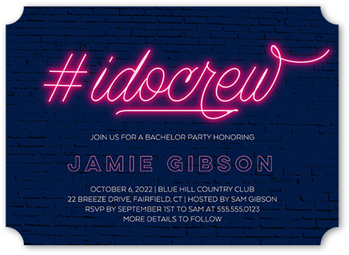 I Do Crew Bachelor Party Invitation, Blue, 5x7, Matte, Signature Smooth Cardstock, Ticket