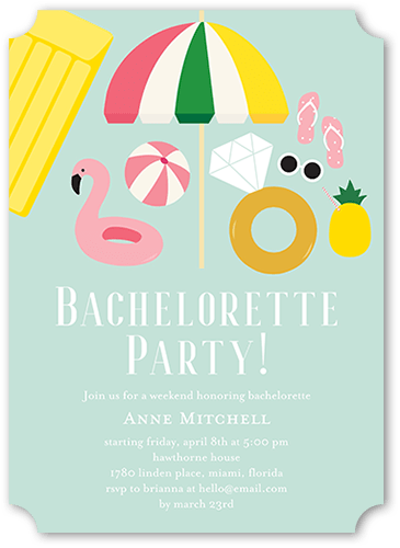 Pool Party Bash Bachelorette Party Invitation, Blue, 5x7 Flat, Matte, Signature Smooth Cardstock, Ticket