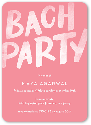 The Big Party Bachelorette Party Invitation, Pink, 5x7 Flat, Pearl Shimmer Cardstock, Rounded