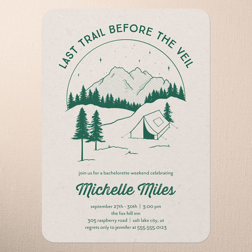Peaceful Scene Bachelorette Party Invitation, Beige, 5x7 Flat, Pearl Shimmer Cardstock, Rounded, Cream