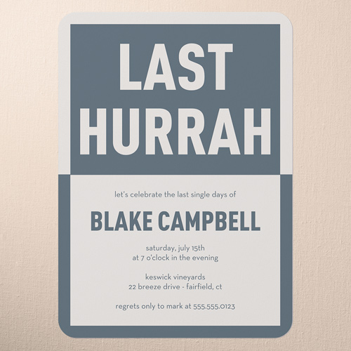 Modern Blocking Bachelor Party Invitation, Gray, 5x7 Flat, Pearl Shimmer Cardstock, Rounded