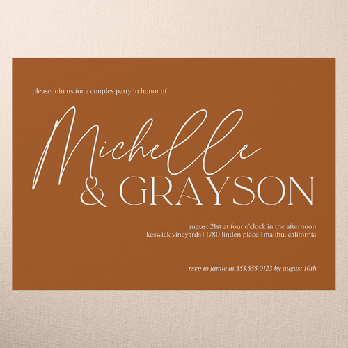 Typeface Names Couples Party Invitation, Square Corners
