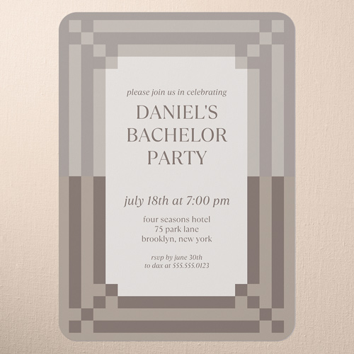 Iconic Frame Bachelor Party Invitation, Brown, 5x7 Flat, Standard Smooth Cardstock, Rounded