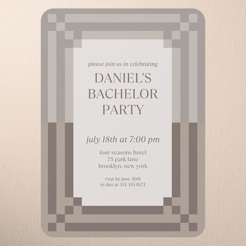 Iconic Frame Bachelor Party Invitation, Brown, 5x7 Flat, Write Your Own Greeting, Standard Smooth Cardstock, Rounded