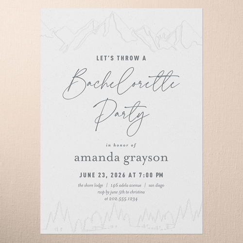 Seasonal Outline Bachelorette Party Invitation, White, 5x7 Flat, Pearl Shimmer Cardstock, Square