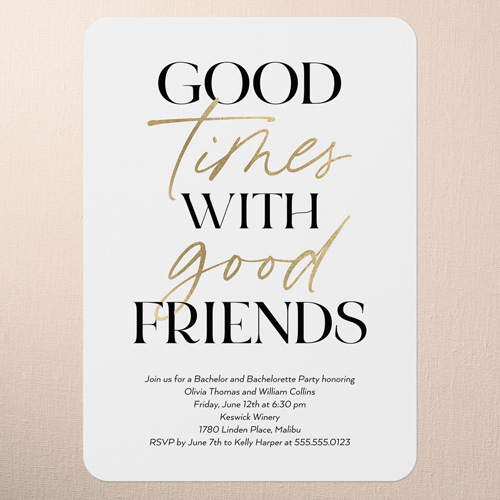 Elevated Elegance Couples Party Invitation, White, 5x7 Flat, 100% Recycled Cardstock , Rounded, White