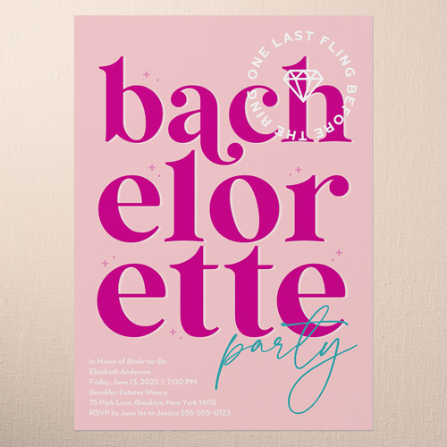 Bright Stamp Bachelorette Party Invitation, Pink, 5x7 Flat, Matte, Signature Smooth Cardstock, Square