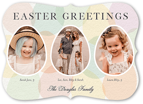 Watercolor Regards Easter Card, White, 5x7 Flat, Pearl Shimmer Cardstock, Bracket
