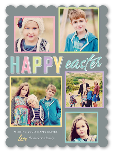Fun Frames Easter Card, Grey, Pearl Shimmer Cardstock, Scallop