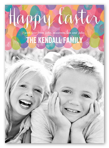 Painted Eggs Easter Card, Pink, Luxe Double-Thick Cardstock, Square
