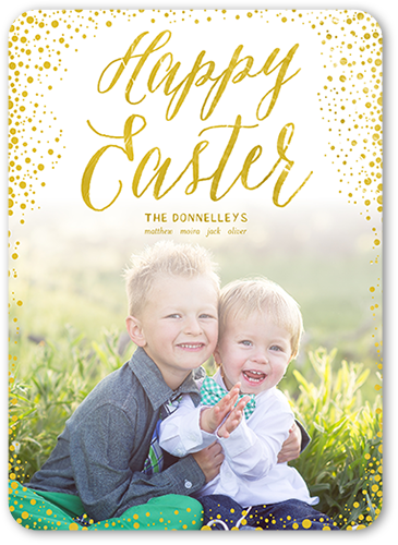 Easter Confetti Easter Card, Yellow, Matte, Signature Smooth Cardstock, Rounded