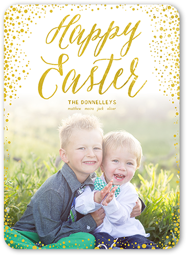 Easter Confetti Easter Card, Yellow, Pearl Shimmer Cardstock, Rounded