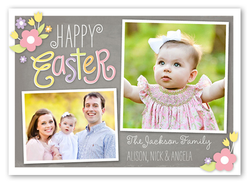 Floral Embellishments Easter Card, Square Corners