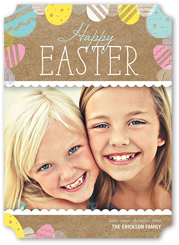 Easter Egg Stamps Easter Card, Brown, Pearl Shimmer Cardstock, Ticket