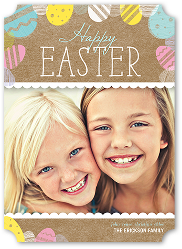 Easter Egg Stamps Easter Card, Brown, 100% Recycled Cardstock , Ticket