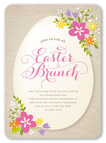 Easter Blooms Easter Invitation, Beige, Pearl Shimmer Cardstock, Rounded