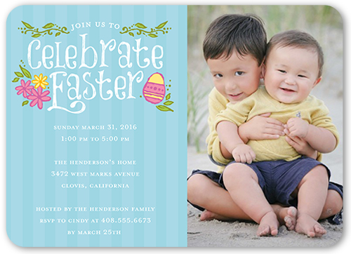 Celebrate Easter Easter Invitation, Blue, Pearl Shimmer Cardstock, Rounded, Polar