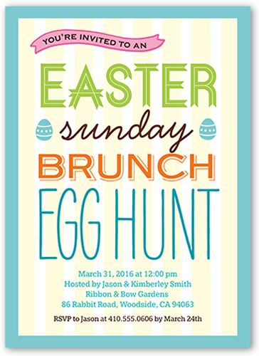 Sunday Brunch Easter Invitation, Blue, Standard Smooth Cardstock, Square