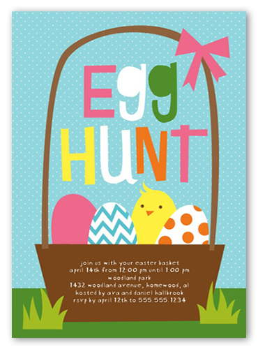 Egg Hunt Easter Invitation, Blue, 100% Recycled Cardstock , Square