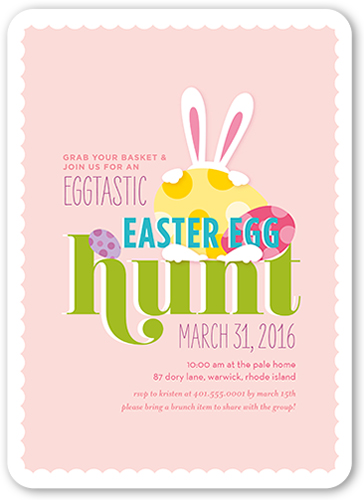Eggtastic Egg Hunt Easter Invitation, Pink, Matte, Signature Smooth Cardstock, Rounded, Magnolia