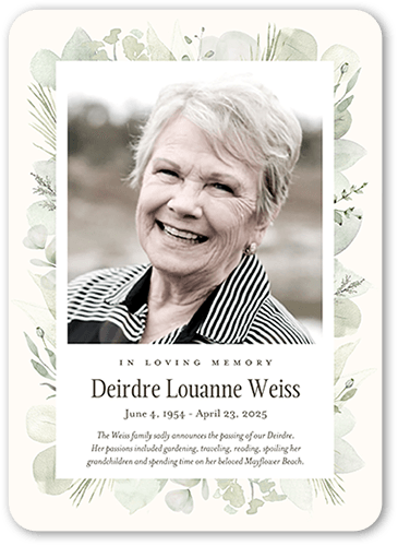 Green Memorial Card