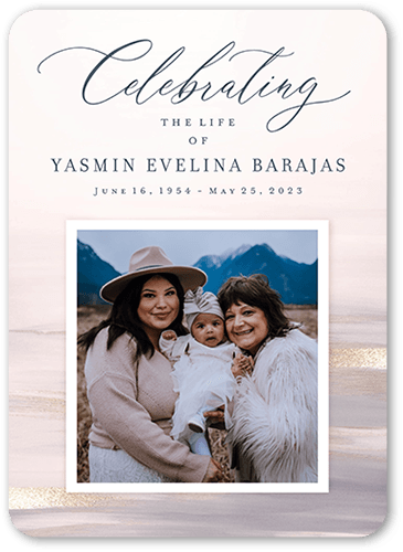 Serene Harmony Sympathy Card, Pink, 5x7 Flat, Pearl Shimmer Cardstock, Rounded, Blush