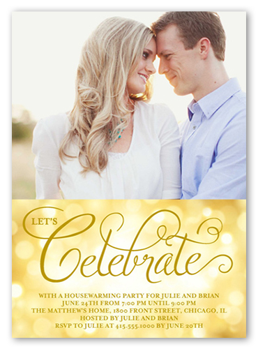 Celebration Bubbles Summer Invitation, Yellow, Luxe Double-Thick Cardstock, Square