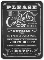 chalkboard cocktails summer invitation 5x7 flat