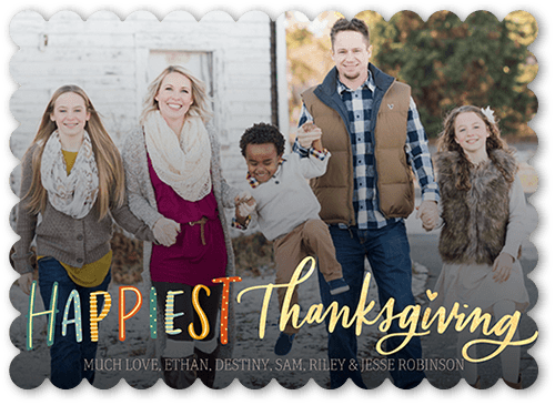 Happiest Thanksgiving Fall Greeting, Green, 5x7, Matte, Signature Smooth Cardstock, Scallop