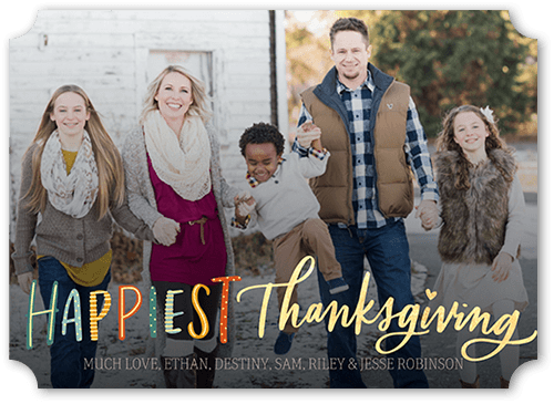 Happiest Thanksgiving Fall Greeting, Green, 5x7 Flat, Matte, Signature Smooth Cardstock, Ticket, White