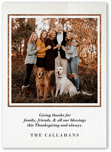 Giving Gratitude Fall Greeting, Brown, 5x7 Flat, Luxe Double-Thick Cardstock, Square