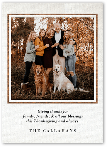 Giving Gratitude Fall Greeting, Brown, 5x7 Flat, Write Your Own Greeting, Pearl Shimmer Cardstock, Square