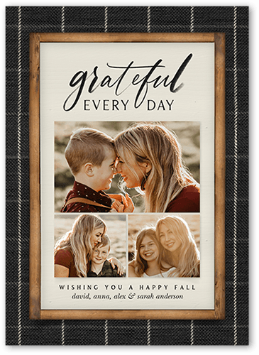 Grateful Everyday Fall Greeting, Black, 5x7 Flat, Standard Smooth Cardstock, Square, Black