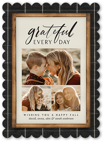 Grateful Everyday Fall Greeting, Black, 5x7 Flat, Matte, Signature Smooth Cardstock, Scallop