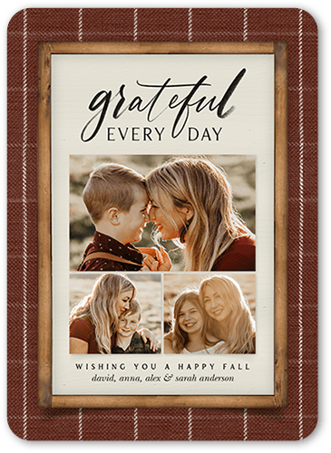 Grateful Everyday Fall Greeting, Brown, 5x7 Flat, 100% Recycled Cardstock , Rounded, Cocoa