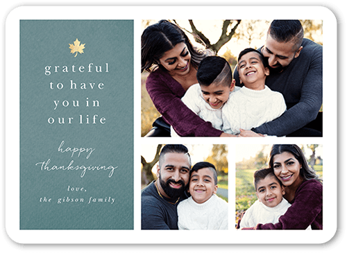 Little Maple Leaf Fall Greeting, Blue, 5x7 Flat, Write Your Own Greeting, Standard Smooth Cardstock, Rounded, Lake