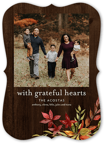 Grateful Hearts Fall Greeting, Brown, 5x7 Flat, Pearl Shimmer Cardstock, Bracket