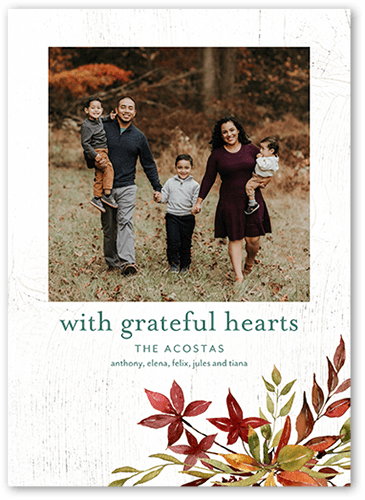 Grateful Hearts Fall Greeting, White, 5x7 Flat, Standard Smooth Cardstock, Square