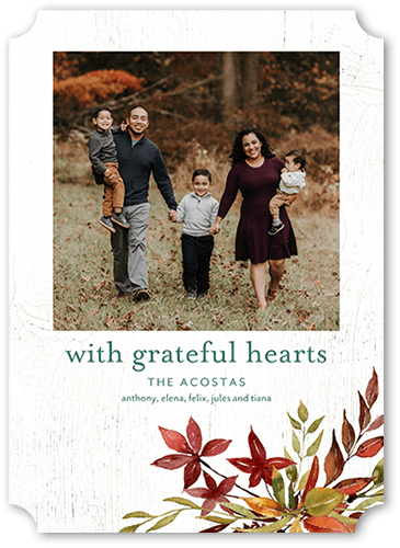 Grateful Hearts Fall Greeting, White, 5x7 Flat, Matte, Signature Smooth Cardstock, Ticket