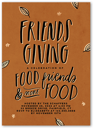 Friends Giving Fall Invitation, Brown, 5x7 Flat, Standard Smooth Cardstock, Square
