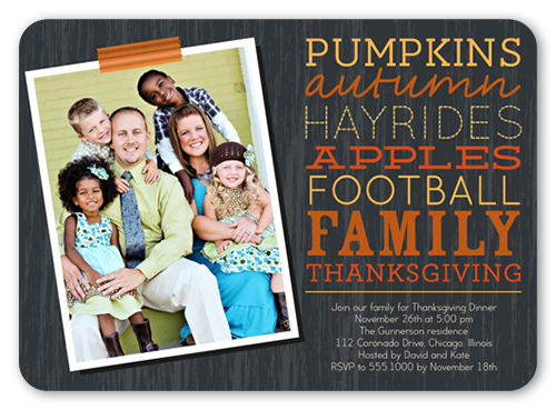Fall Festivities Fall Invitation, Grey, Standard Smooth Cardstock, Rounded
