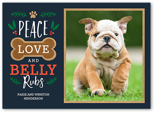 Belly Rubs Christmas Card, Black, 5x7, Christmas, Pearl Shimmer Cardstock, Square