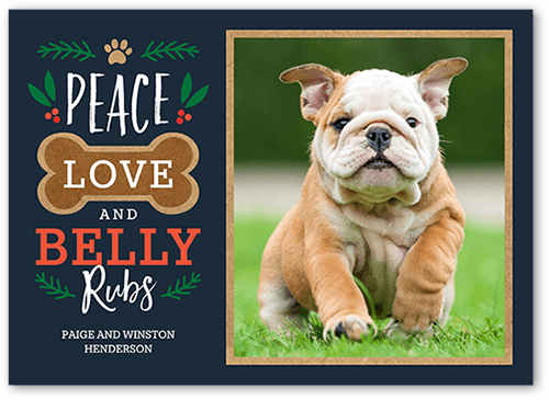 Belly Rubs Christmas Card, Black, 5x7 Flat, Christmas, Standard Smooth Cardstock, Square