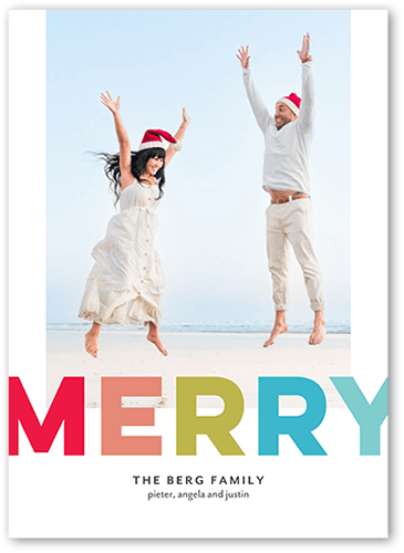 Boldly Merry Christmas Card, White, 5x7 Flat, Christmas, Luxe Double-Thick Cardstock, Square