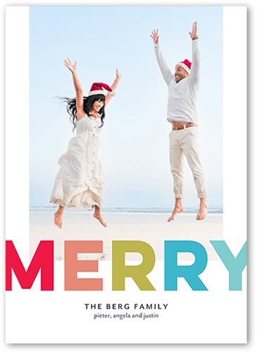 Boldly Merry Christmas Card, White, 5x7 Flat, Christmas, Pearl Shimmer Cardstock, Square