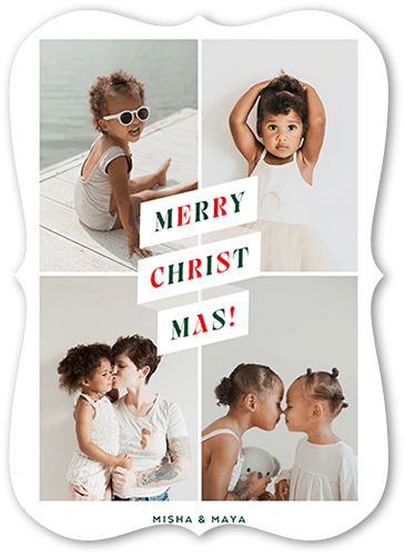 Colorful Headline Christmas Card, White, 5x7 Flat, Christmas, Pearl Shimmer Cardstock, Bracket